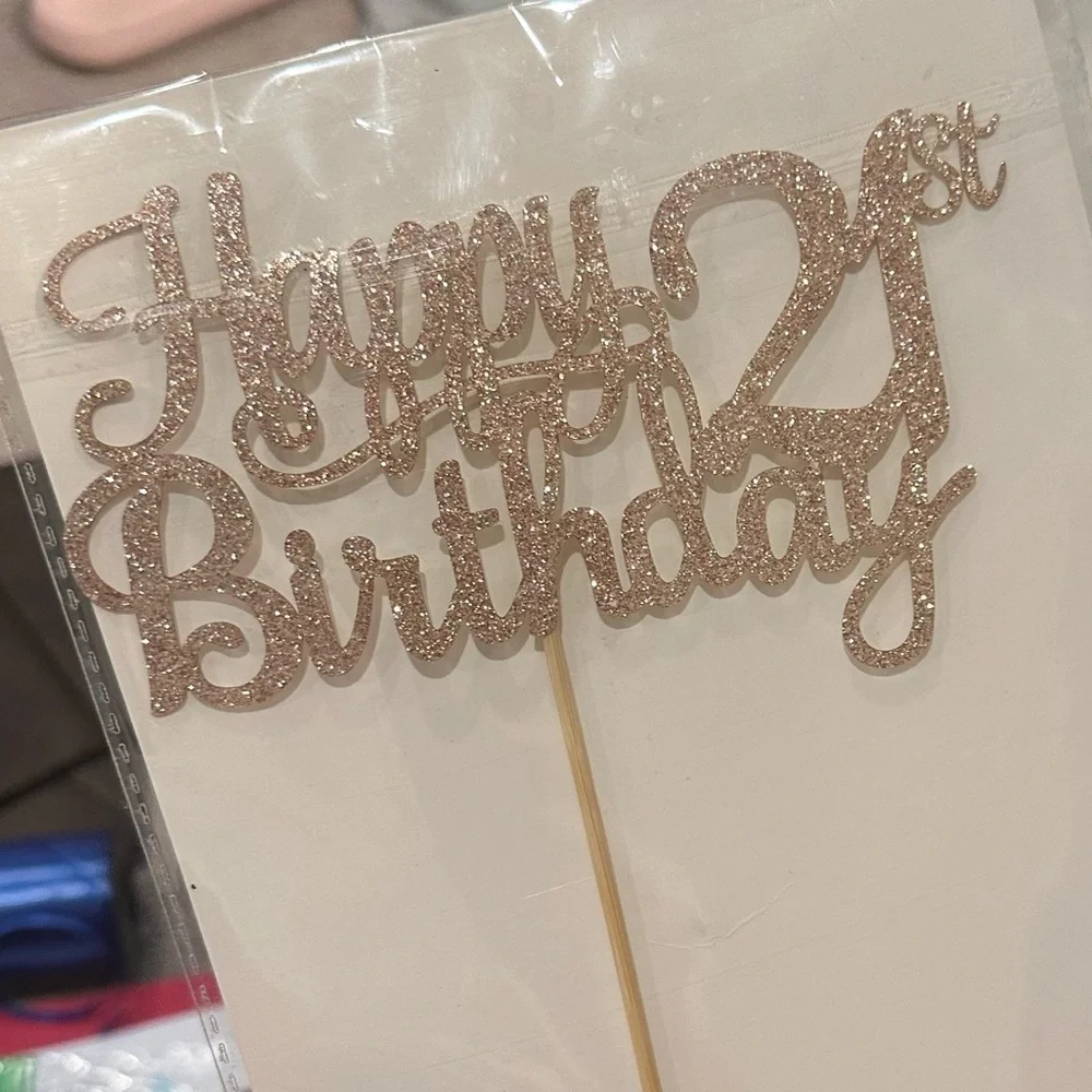Cake Topper - Happy 21st Birthday Rose Gold NEW